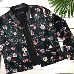 Zara Floral Neoprene Blazer Jacket Size L